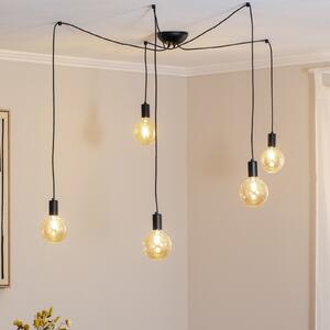 Nowodvorski Lighting Κρεμαστό φωτιστικό Spider σε μαύρο χρώμα, πέντε λάμπες, ρυθμιζόμενος, Μαύρο, Σαλόνι / τραπεζαρία, σύγχρονο
