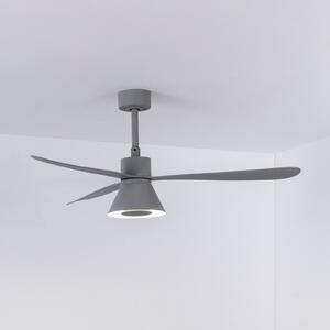 FARO BARCELONA Ανεμιστήρας οροφής LED Amelia Cone L, γκρι, DC, αθόρυβος, 132 εκ., ρυθμιζόμενος, Γκρι, Σαλόνι / τραπεζαρία, Πλαστικό, σύγχρονο