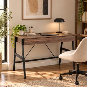 Γραφείο Με 2 Συρτάρια & Ντουλάπι (110x55x75) Spitishop Nuez Walnut/Black