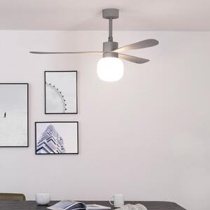 FARO BARCELONA Ανεμιστήρας οροφής LED Amelia Ball L, γκρι, DC, αθόρυβος, 132 εκ., ρυθμιζόμενος, Γκρι, Σαλόνι / τραπεζαρία, Πλαστικό, σύγχρονο