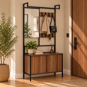 Έπιπλο Εισόδου Με Καθρέφτη (80x35x172) Spitishop Nobile Walnut/Black