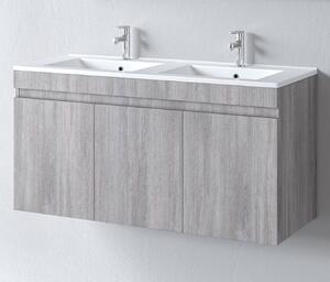 Πάγκος OMEGA GREY OAK 120 S3BOM120GO0D 120x46x60, Νιπτήρας 120x46 με δύο γούρνες