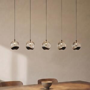 Lucande LED κρεμαστό φωτιστικό Hayley, μαύρο, 5 φτερά, επιμήκες, Μαύρο, Σαλόνι / τραπεζαρία, Γυαλί, σύγχρονο