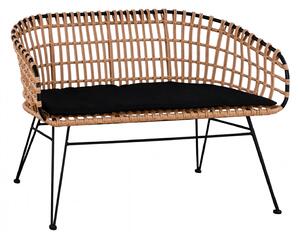 Καναπές Κήπου ArteLibre ARVENIUS Φυσικό/Μαύρο Rattan 124x57x77cm