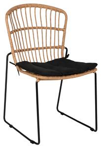 Καρέκλα Κήπου ALFENUS Φυσικό/Μαύρο Rattan/Μέταλλο 50x55x84cm