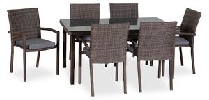 Τραπεζαρία Rattan Με Μεταλλικό Σκελετό ,150 x 90 x 72(h)cm ,Σέτ 7 Τεμαχίων