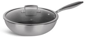 Τηγάνι wok Edenberg EB-7537, 24см, Aνοξείδωτο ατσάλι 18/10, Τριπλή αντικολλητική επίστρωση στο εσωτερικό Eterna, Inox