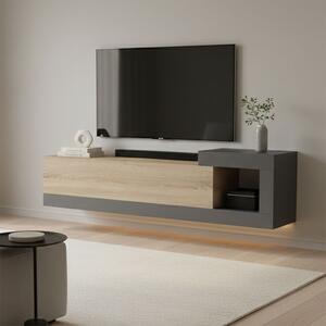 Κρεμαστό Έπιπλο TV, Flato, Ανθρακί, 150x29.5x38.5 cm