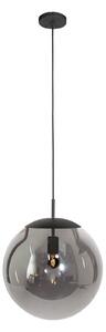 Steinhauer Κρεμαστό φωτιστικό Bollique, μαύρο, Ø 40 cm, γυαλί, 1-φωτεινός, σφαίρα, ρυθμιζόμενος, Μαύρο, Σαλόνι / τραπεζαρία, Γυαλί, Σφαίρα