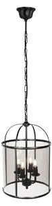 Steinhauer Κρεμαστό φωτιστικό Pimpernel, Ø 32 cm, μαύρο, γυαλί καπνιστό γκρι, ρυθμιζόμενος, Μαύρο, Διάδρομος, Μέταλλο, Αντίκα