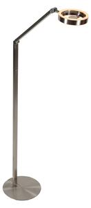 Steinhauer Λάμπα δαπέδου LED Ringlux χρώματος χάλυβα, μέταλλο, 2.700 K, ρυθμιστής έντασης, ρυθμιζόμενος, Μεταλλικό, Σαλόνι / τραπεζαρία, Μέταλλο, σύγχρονο