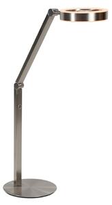 Steinhauer LED επιτραπέζια λάμπα Ringlux, χρώμα χάλυβα, μέταλλο, 2.700 K, ρυθμιστής, ρυθμιζόμενος, Μεταλλικό, Σαλόνι / τραπεζαρία, Μέταλλο, σύγχρονο, Τραπέζι Γραφείο