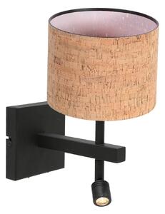 Steinhauer Φωτιστικό τοίχου Stang, μαύρο/καφέ LED φως ανάγνωσης Ύψος 27 cm Φελλός, Μαύρο, Σαλόνι / τραπεζαρία, Μέταλλο, σύγχρονο, Φως ανάγνωσης