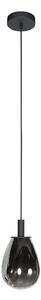 Mexlite Κρεμαστό φωτιστικό LED Glimsy, Ø 14 cm, μαύρο/γκρι καπνιστό, γυαλί, ρυθμιζόμενος, Γκρι, Σαλόνι / τραπεζαρία, Γυαλί