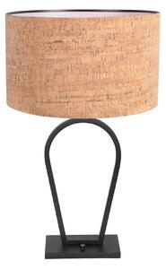 Steinhauer Επιτραπέζιο φωτιστικό Stang, μαύρο/καφέ, ύψος 71 cm, φελλός, ρυθμιζόμενος, Μαύρο, Σαλόνι / τραπεζαρία, Μέταλλο, σύγχρονο
