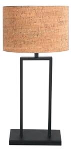 Steinhauer Επιτραπέζιο φωτιστικό Stang 4364ZW, μαύρο/καφέ φελλό, ύψος 55 cm, Μαύρο, Σαλόνι / τραπεζαρία, Μέταλλο, σύγχρονο