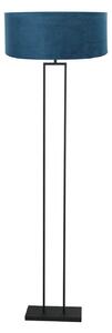 Steinhauer Λάμπα δαπέδου Stang, μαύρο/μπλε βελούδο, ύψος 160 εκ., E27, Μαύρο, Σαλόνι / τραπεζαρία, Μέταλλο, σύγχρονο
