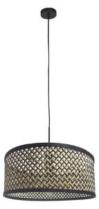 Steinhauer Φωτιστικό οροφής Sparkled Light, πλέγμα μαύρο/ξύλο, ρυθμιζόμενος, Μαύρο, Σαλόνι / τραπεζαρία, Μπαμπού