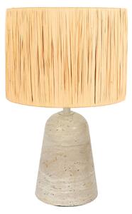 Anne Light Επιτραπέζιο φωτιστικό Travino, ύψος 34 cm, τραβερτίνη, θαλάσσιο χόρτο, E27, Μπεζ, Σαλόνι / τραπεζαρία, Μάρμαρο