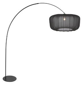 Anne Light Φωτιστικό Curve, μαύρο, καπέλο από μαύρο νάιλον, Ø 60 cm, Μαύρο, Σαλόνι / τραπεζαρία, Μέταλλο, σύγχρονο