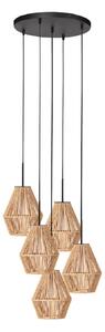 Anne Light Φωτιστικό οροφής Ropex 4526, 5 λαμπτήρες, στρογγυλό, μαύρο, καλώδιο καφέ, ρυθμιζόμενος, Καφέ / Σκουριάς, Σαλόνι / τραπεζαρία, Μέταλλο
