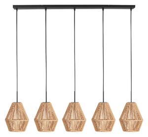 Anne Light Φωτιστικό οροφής Ropex 4531, 5 λαμπτήρες, μακρύ, μαύρο, καλώδιο καφέ, ρυθμιζόμενος, Καφέ / Σκουριάς, Σαλόνι / τραπεζαρία, Μέταλλο