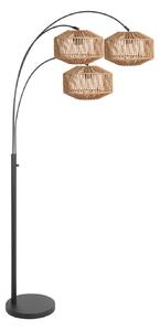 Steinhauer Λάμπα δαπέδου Nox Light με 3 λαμπτήρες, μαύρη, καλώδιο καφέ, E27, Μαύρο, Σαλόνι / τραπεζαρία, Μέταλλο