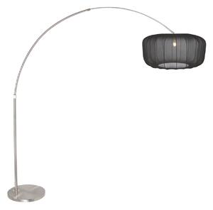 Steinhauer Καμπύλη λάμπα δαπέδου Sparkled Light, ατσάλι/μαύρο νάιλον, 240 cm, Μεταλλικό, Σαλόνι / τραπεζαρία, Μέταλλο, σύγχρονο