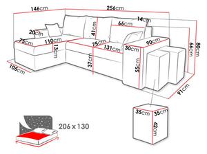 Γωνιακός καναπές Kansas-Kafe - 256.00Χ146.00Χ80.00cm