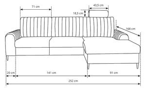 Γωνιακός καναπές Monte-Mple-Aristeri - 252.00Χ168.00Χ106.50cm