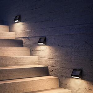 KLEWE LED ηλιακό φωτιστικό τοίχου ECOSTEP, ανθρακί, 17 cm, IP65, Μαύρο, Αλουμίνιο, σύγχρονο, Ηλιακά φώτα