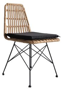 Καρέκλα Κήπου ALFONSE Φυσικό/Μαύρο Μέταλλο/Rattan 47x62x81cm