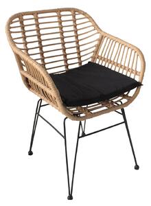 Καρέκλα Κήπου ACTORIUS Φυσικό/Μαύρο Μέταλλο/Rattan 57x53x81cm