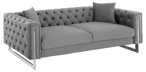 ΚΑΝΑΠΕΣ τ.CHESTERFIELD MOBAR HM3263.01 ΓΚΡΙ ΒΕΛΟΥΔΟ-ΜΕΤΑΛΛΙΚΑ ΠΟΔΙΑ 212x87x68Υεκ