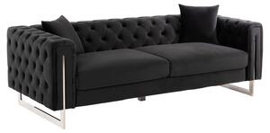 ΚΑΝΑΠΕΣ τ.CHESTERFIELD MOBAR HM3263.04 ΜΑΥΡΟ ΒΕΛΟΥΔΟ-ΜΕΤΑΛΛΙΚΑ ΠΟΔΙΑ 212x87x68Υεκ