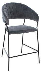 MEDIUM HEIGHT STOOL FB98734.01 GRAY VELVET WITH BLACK FRAME 60x55x100Y cm