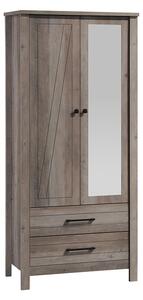 Ντουλάπα ρούχων Tara pakoworld δίφυλλη καθρέπτης rustic oak 84.5x52x193εκ