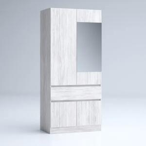 Ντουλάπα Δίφυλλη Bari με καθρέφτη 90x200x52 Oak Blanco - GRA712