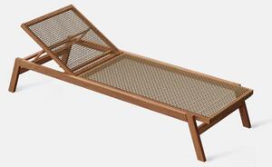 Ξαπλώστρα παραλίας ξύλινη Teak 70x40x200cm Πλεκτή με Σχοινί OMPRE