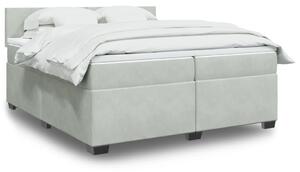 VidaXL Κρεβάτι Boxspring με Στρώμα Ανοιχτό Γκρι 200x200 εκ. Βελούδινο