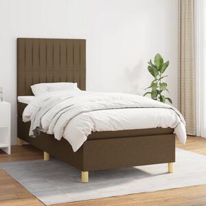 VidaXL Κρεβάτι Boxspring με Στρώμα Σκούρο Καφέ 90x200 εκ. Υφασμάτινο