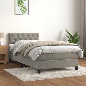 VidaXL Κρεβάτι Boxspring με Στρώμα Ανοιχτό Γκρι 80x200 εκ. Βελούδινο