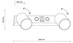 Απλίκα Φωτιστικό Τοίχου 2xGU10 Σποτ Reading Light USB Top TK Lighting 10276 Λευκό