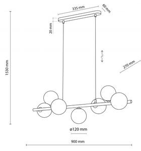 Πολυέλαιος Κρεμαστό Φωτιστικό 7xG9 8W IP20 Estera TK Lighting 4506 Καφέ