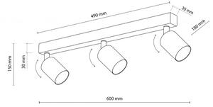 Πλαφονιέρα Φωτιστικό Οροφής 3xGU10 10W IP20 Top TK Lighting 6176 Μαύρο