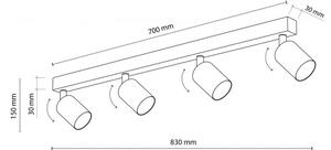 Πλαφονιέρα Φωτιστικό Οροφής 4xGU10 10W IP20 Top TK Lighting 6177 Μαύρο