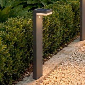 Lindby LED ηλιακό φωτιστικό κολωνάκι Chioma, ανθρακί, αισθητήρας, Γκρι, Μέταλλο, σύγχρονο, Ηλιακά φώτα