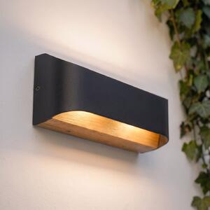 Lindby LED εξωτερικός φωτισμός τοίχου Lenore, μαύρος, μέταλλο, 36,5cm, Μαύρο, Αλουμίνιο, σύγχρονο