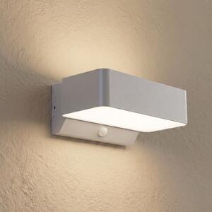 Lindby Εξωτερικός φωτιστικός LED Fando, ασημί ματ, με αισθητήρα, IP44, Μεταλλικό, Αλουμίνιο