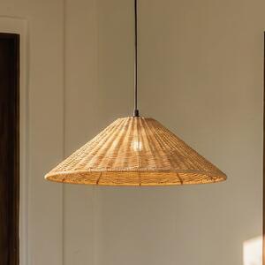 Lucande Εξωτερική κρεμαστή λάμπα Taniola, 1 φως, κωνική, Ø 60 cm, ρυθμιζόμενος, Ξύλου, Ξύλο, Εξοχική κατοικία / Ρουστίκ